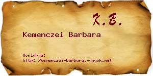 Kemenczei Barbara névjegykártya
